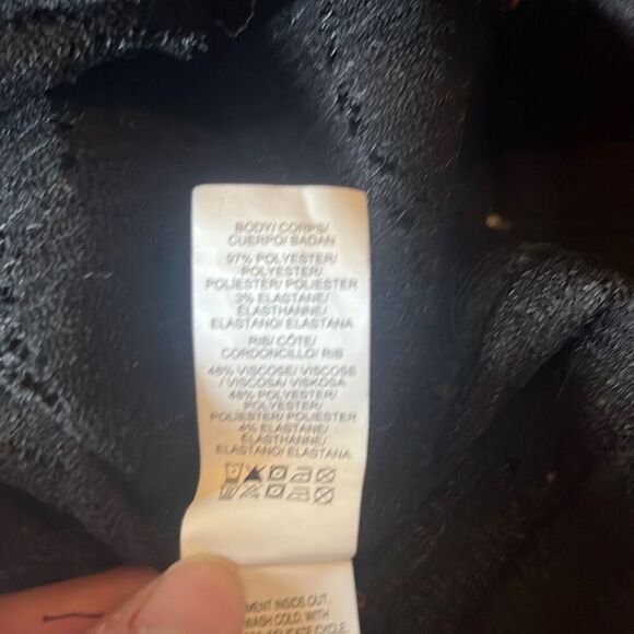 Lucky Brand Sm Black Pullover Crochet Knit Crewneck Sweater Minimalist Stretch - Picture 6 of 9